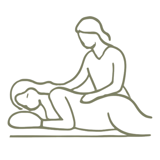 Illustration au trait doré — massage prénatal